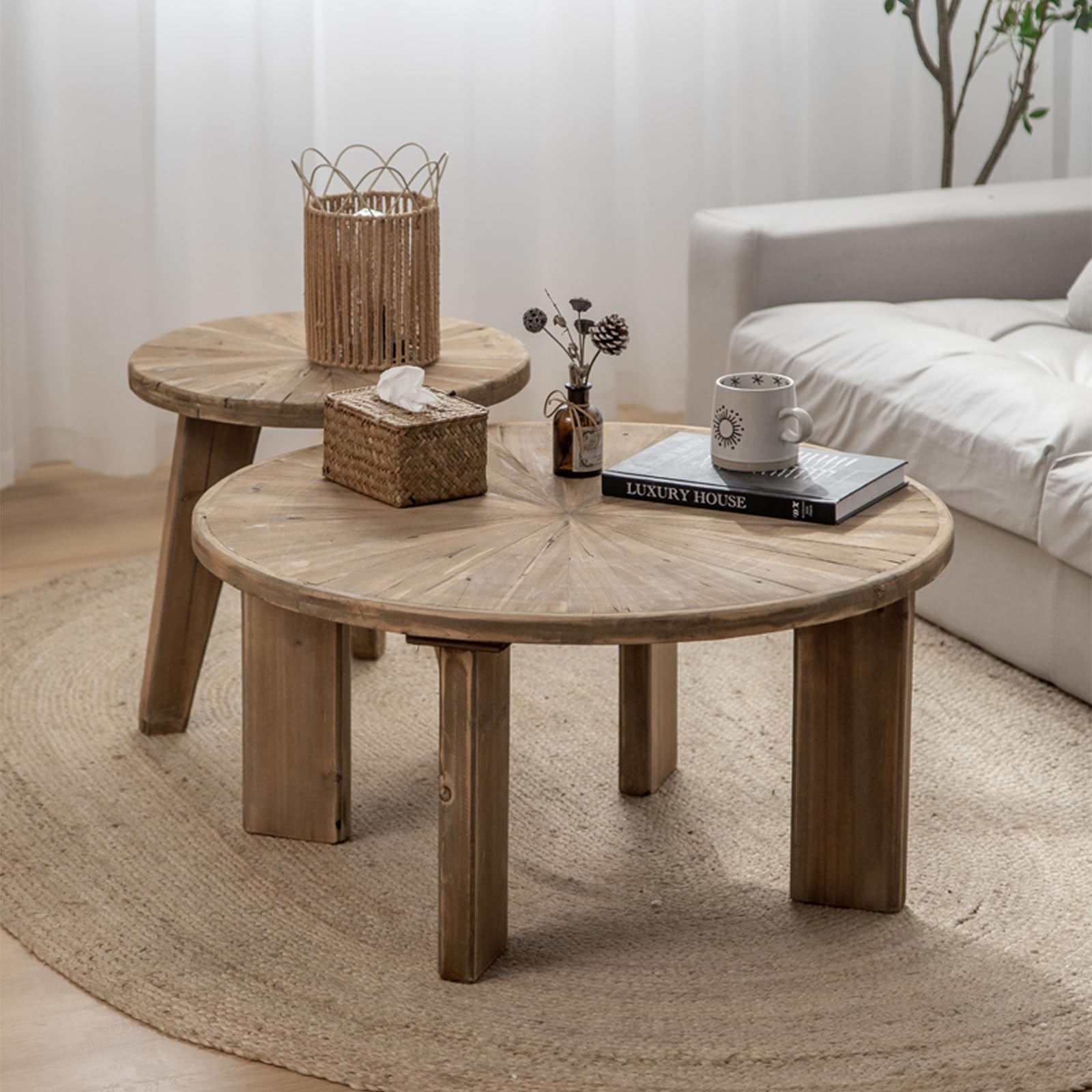 Farmhouse Living Room Coffee Table Set of 2 - From Where - 