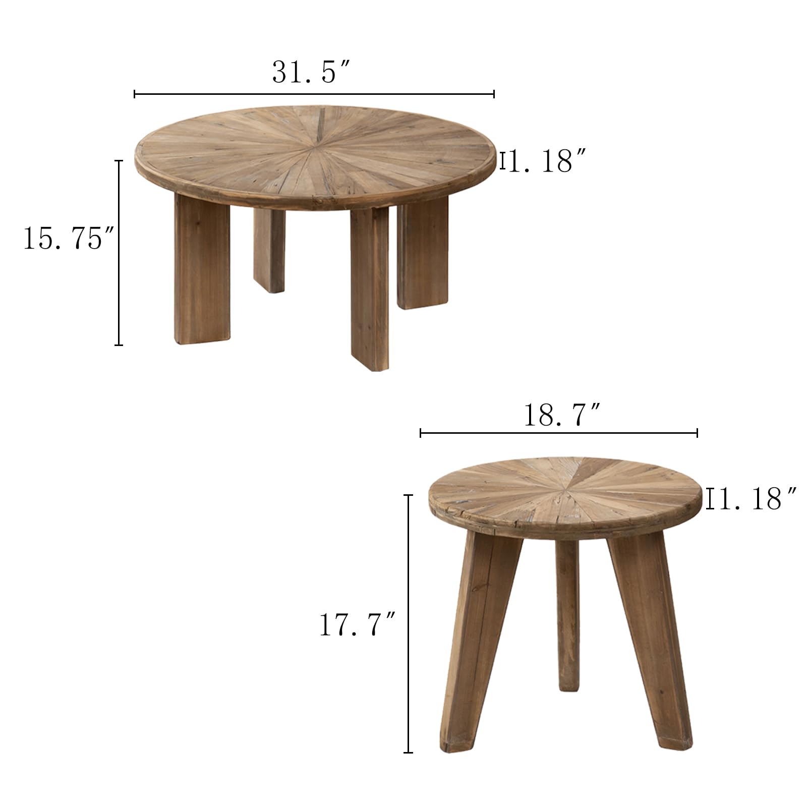 Farmhouse Living Room Coffee Table Set of 2 - From Where - 