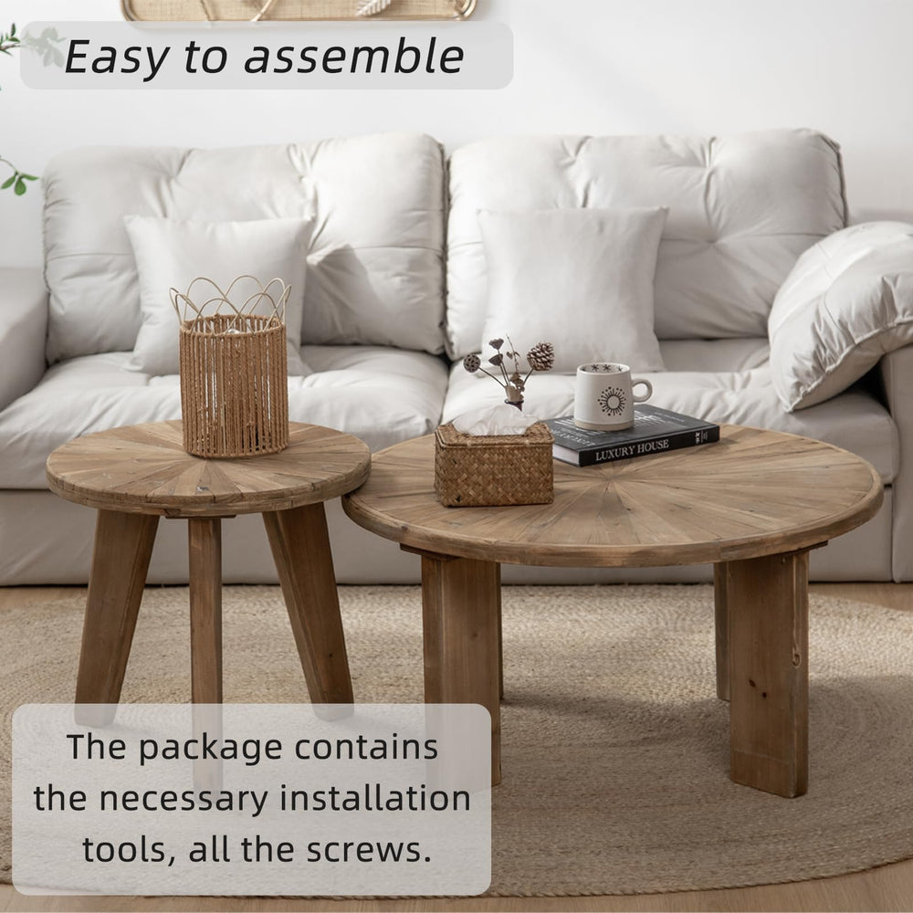 Farmhouse Living Room Coffee Table Set of 2 - From Where - 