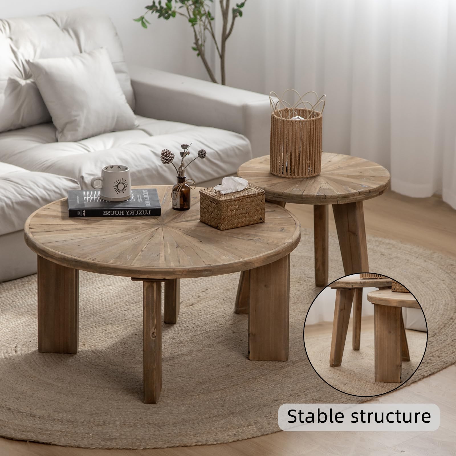 Farmhouse Living Room Coffee Table Set of 2 - From Where - 