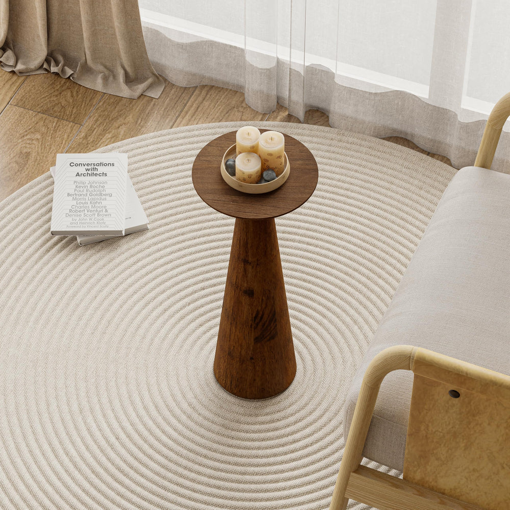 Farmhouse Tall Pedestal End Table - From Where - 