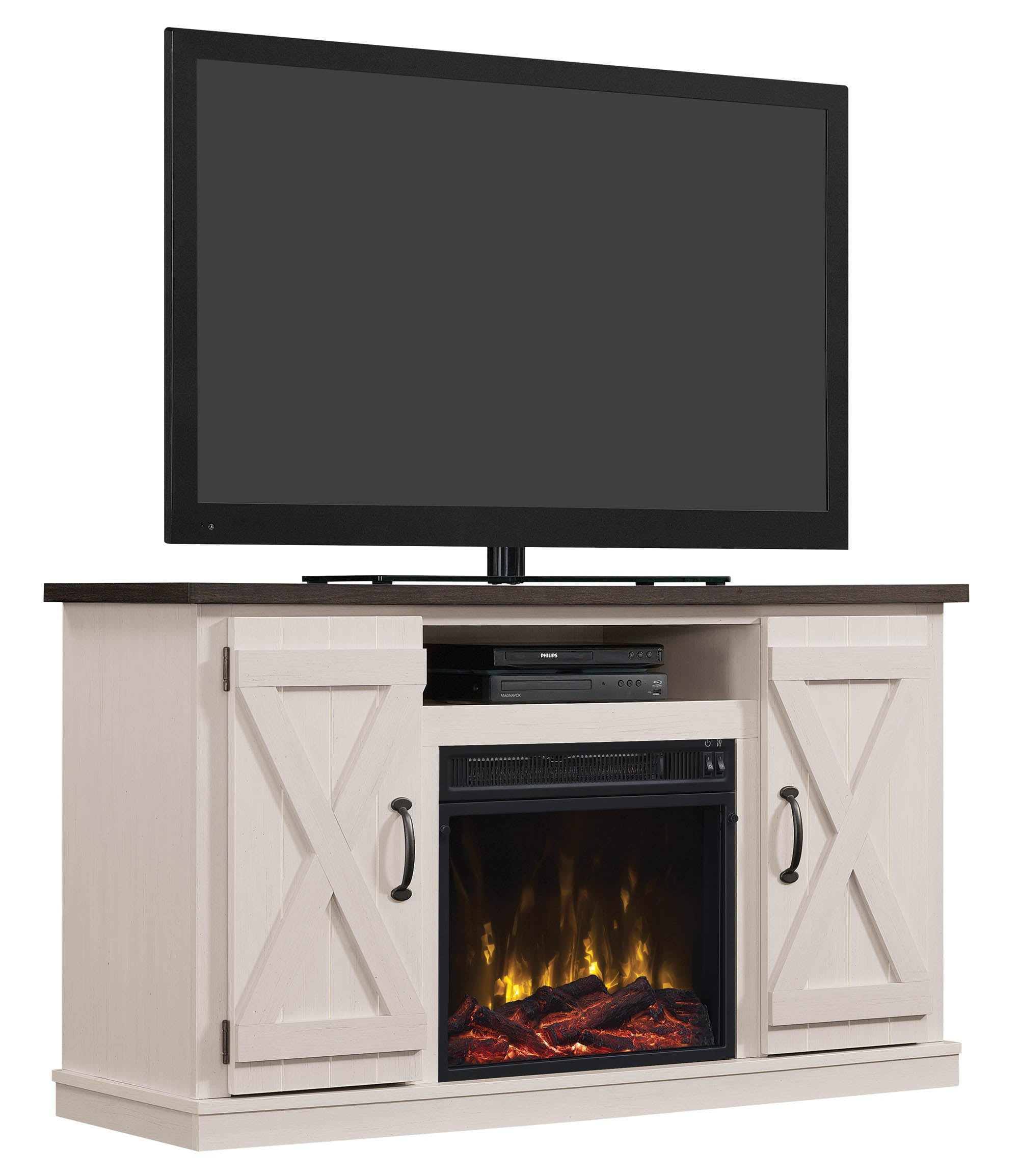 Farmhouse TV Stand with Electric Fireplace - From Where - 