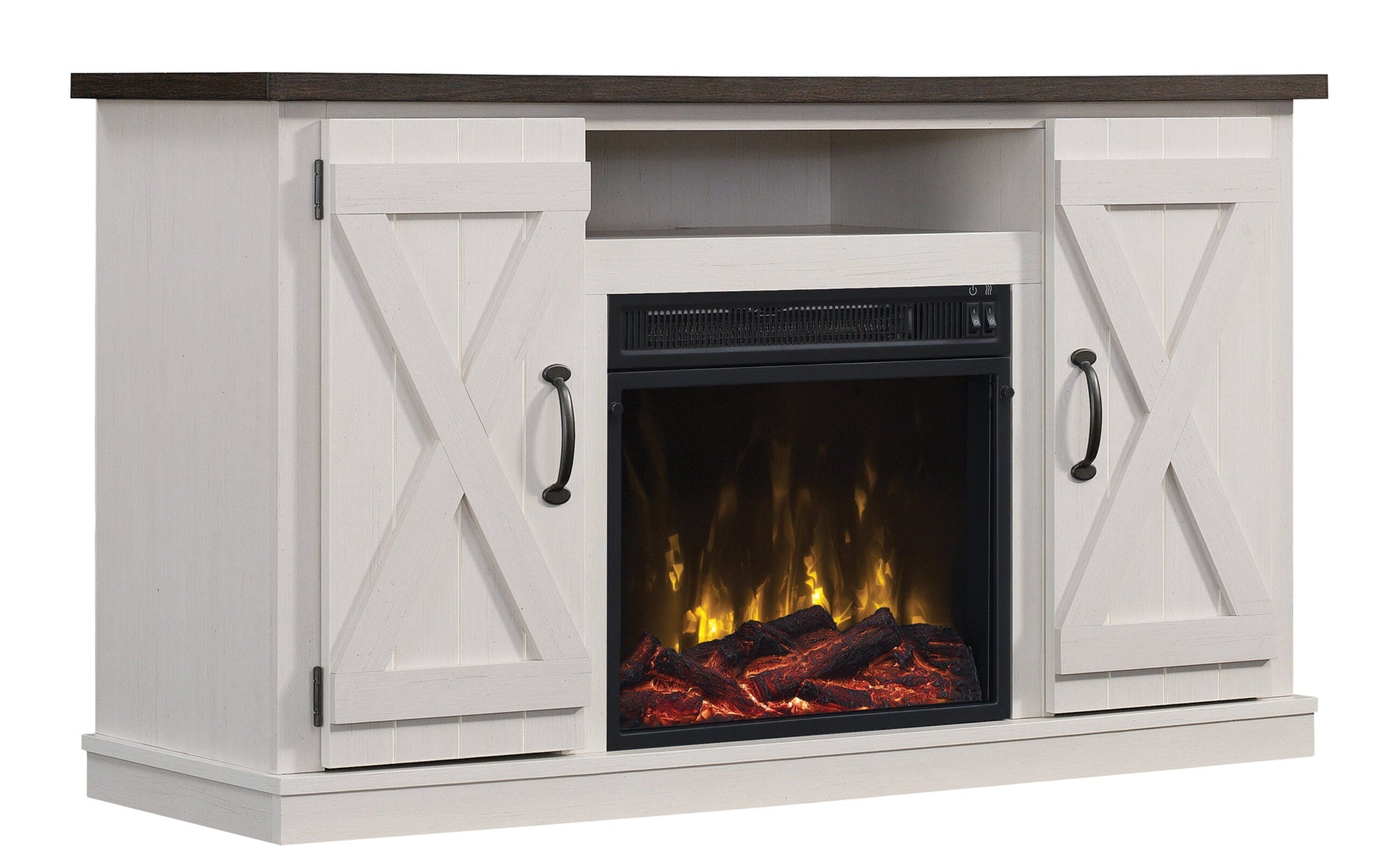 Farmhouse TV Stand with Electric Fireplace - From Where - 