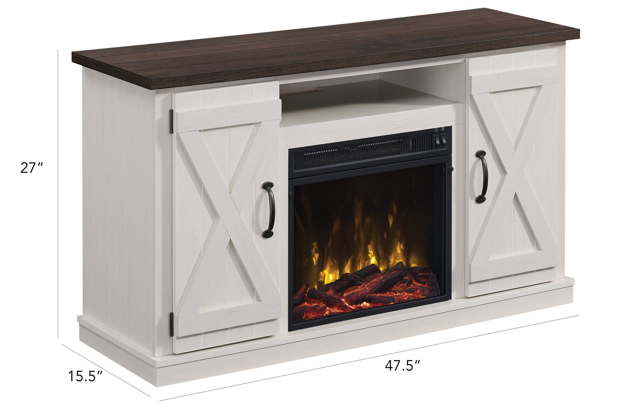 Farmhouse TV Stand with Electric Fireplace - From Where - 
