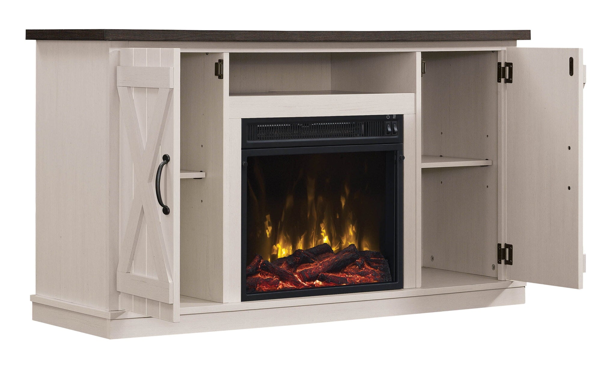 Farmhouse TV Stand with Electric Fireplace - From Where - 