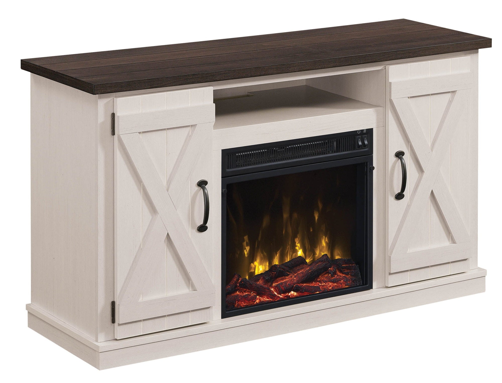 Farmhouse TV Stand with Electric Fireplace - From Where - 