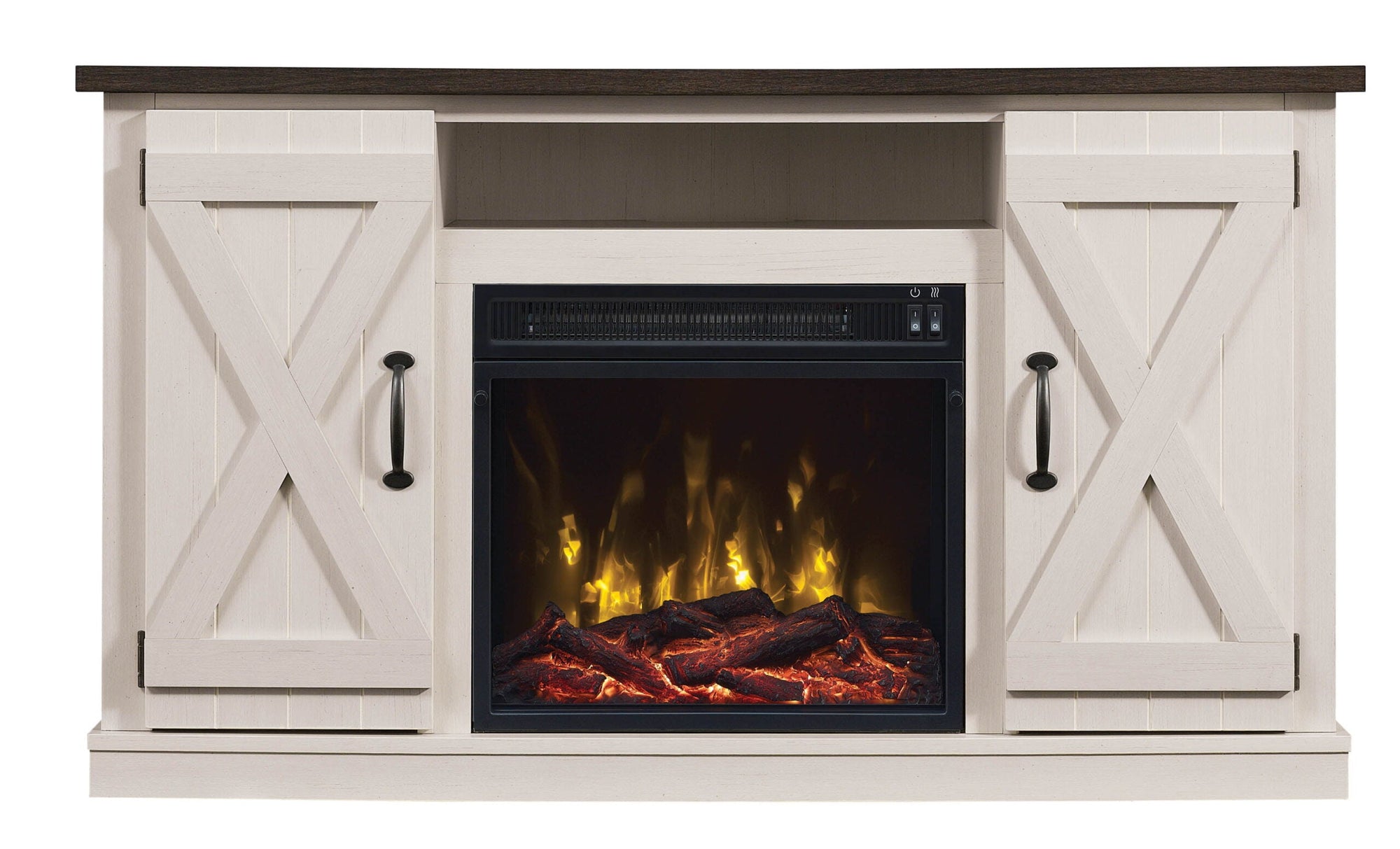 Farmhouse TV Stand with Electric Fireplace - From Where - 