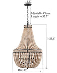Farmhouse Wood Beaded Chandelier Boho Light Fixture - From Where - 