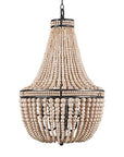 Farmhouse Wood Beaded Chandelier Boho Light Fixture - From Where - 