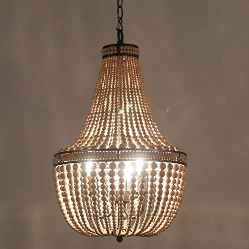 Farmhouse Wood Beaded Chandelier Boho Light Fixture - From Where - 