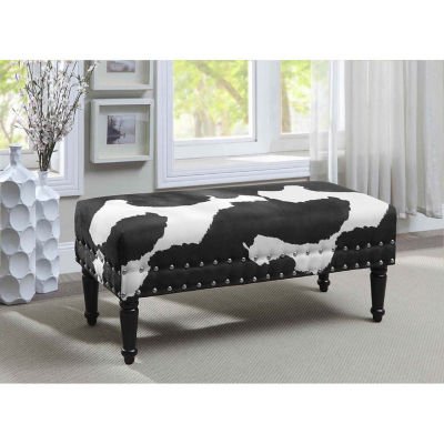 Faux Cowhide Cushioned Ottoman - From Where - 