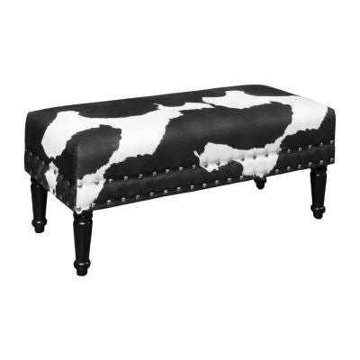 Faux Cowhide Cushioned Ottoman - From Where - 