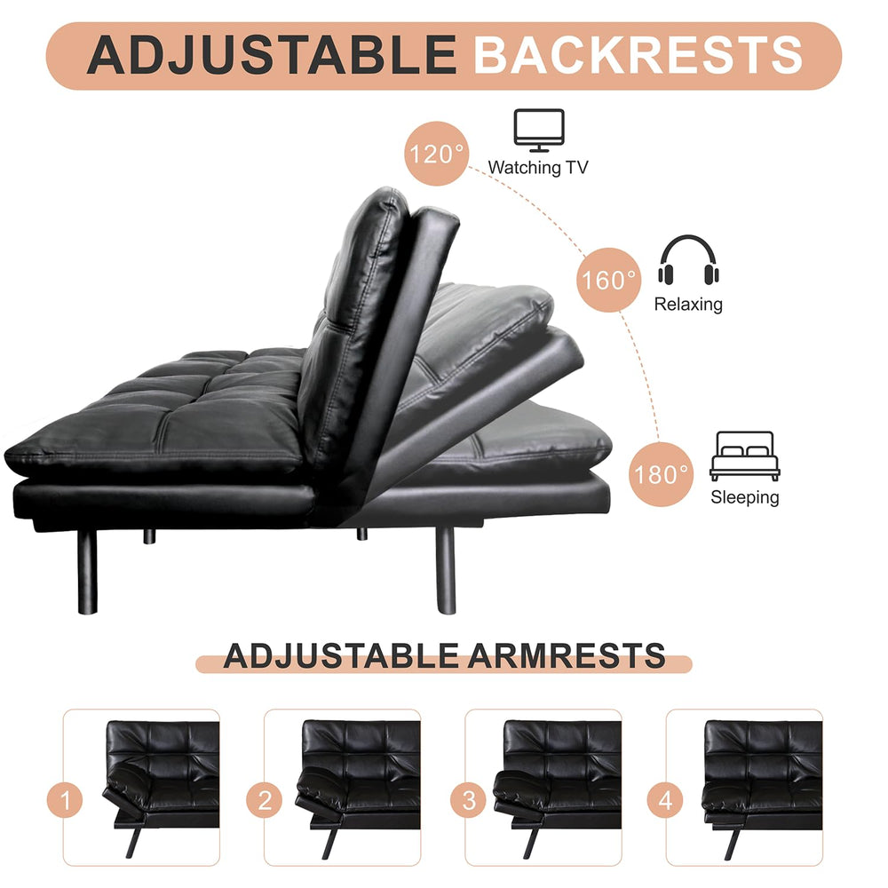 Faux Leather Convertible Futon - From Where - 