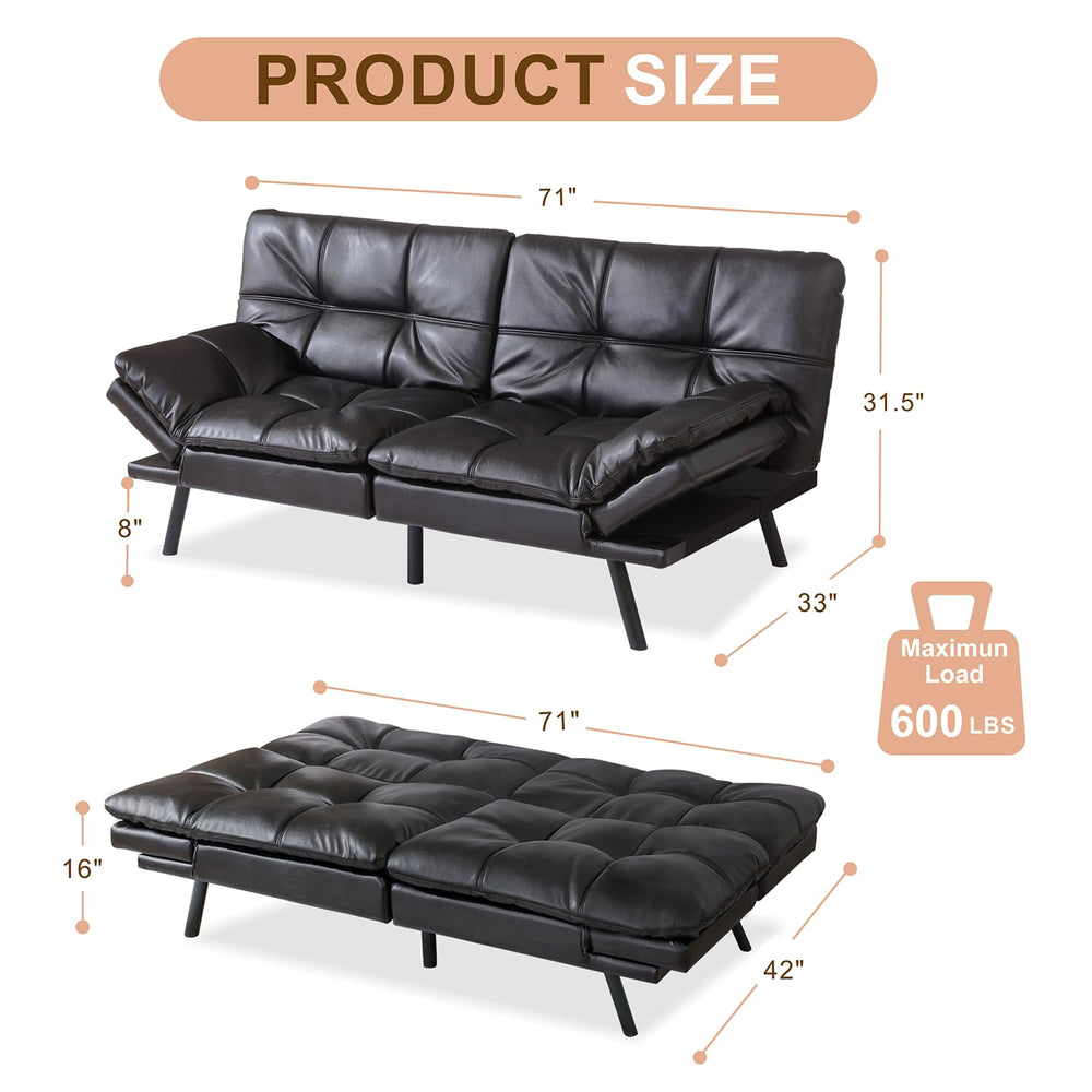 Faux Leather Convertible Futon - From Where - 