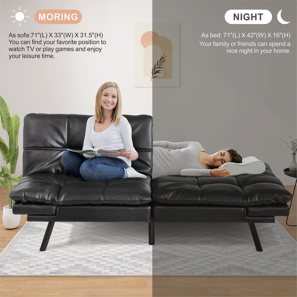 Faux Leather Convertible Futon - From Where - 