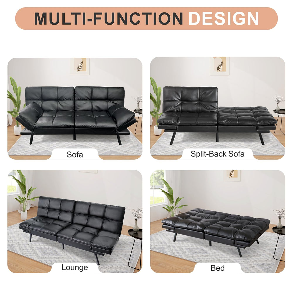 Faux Leather Convertible Futon - From Where - 