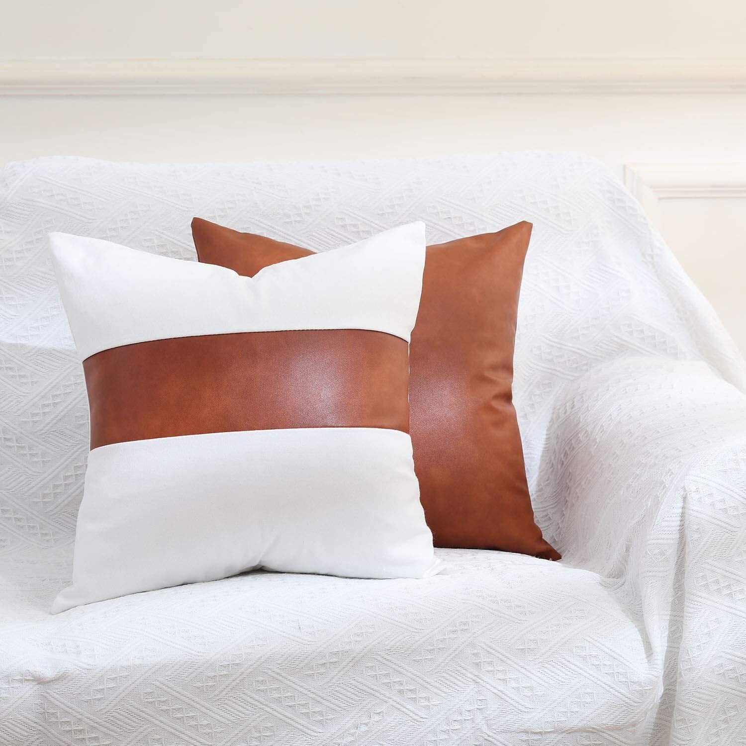 Faux Leather & Cotton Pillow Covers - From Where - 