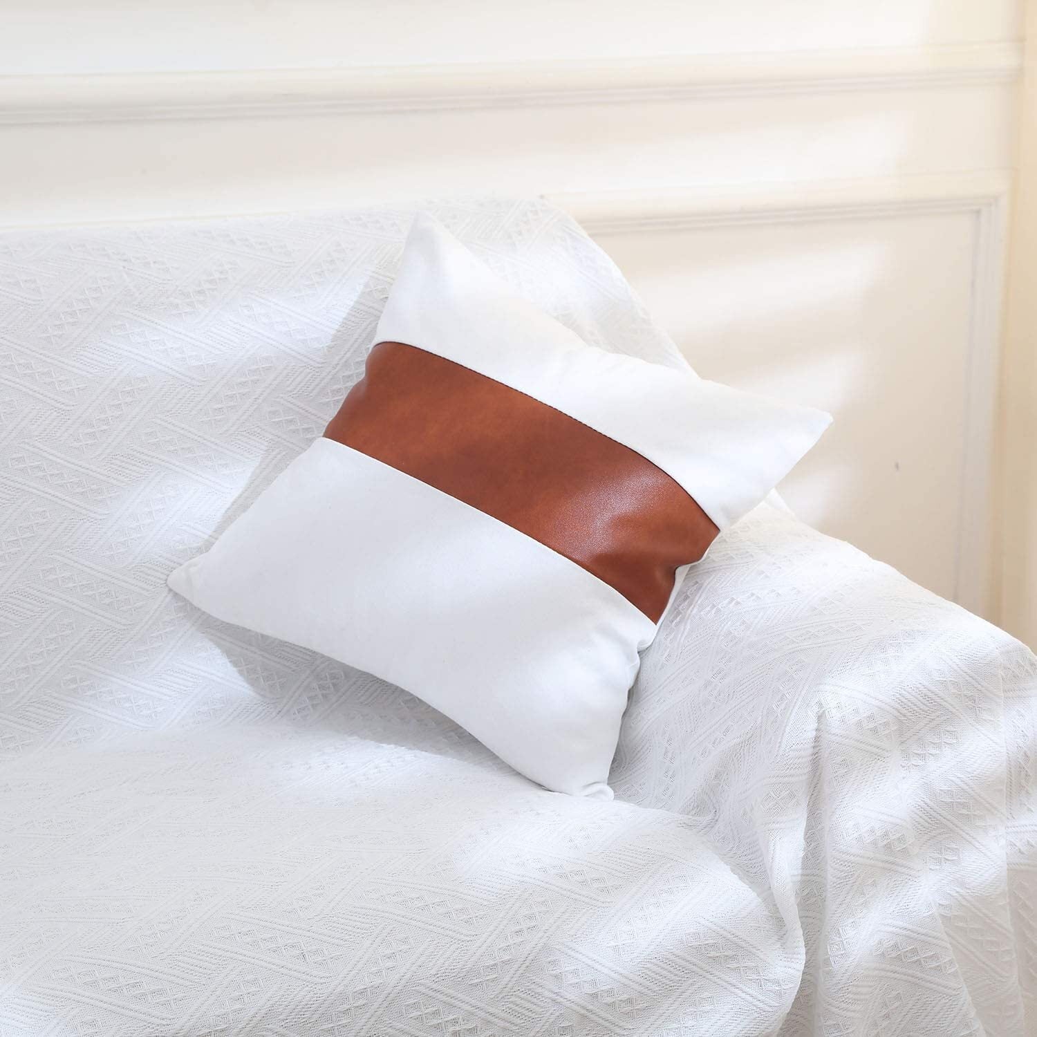 Faux Leather & Cotton Pillow Covers - From Where - 