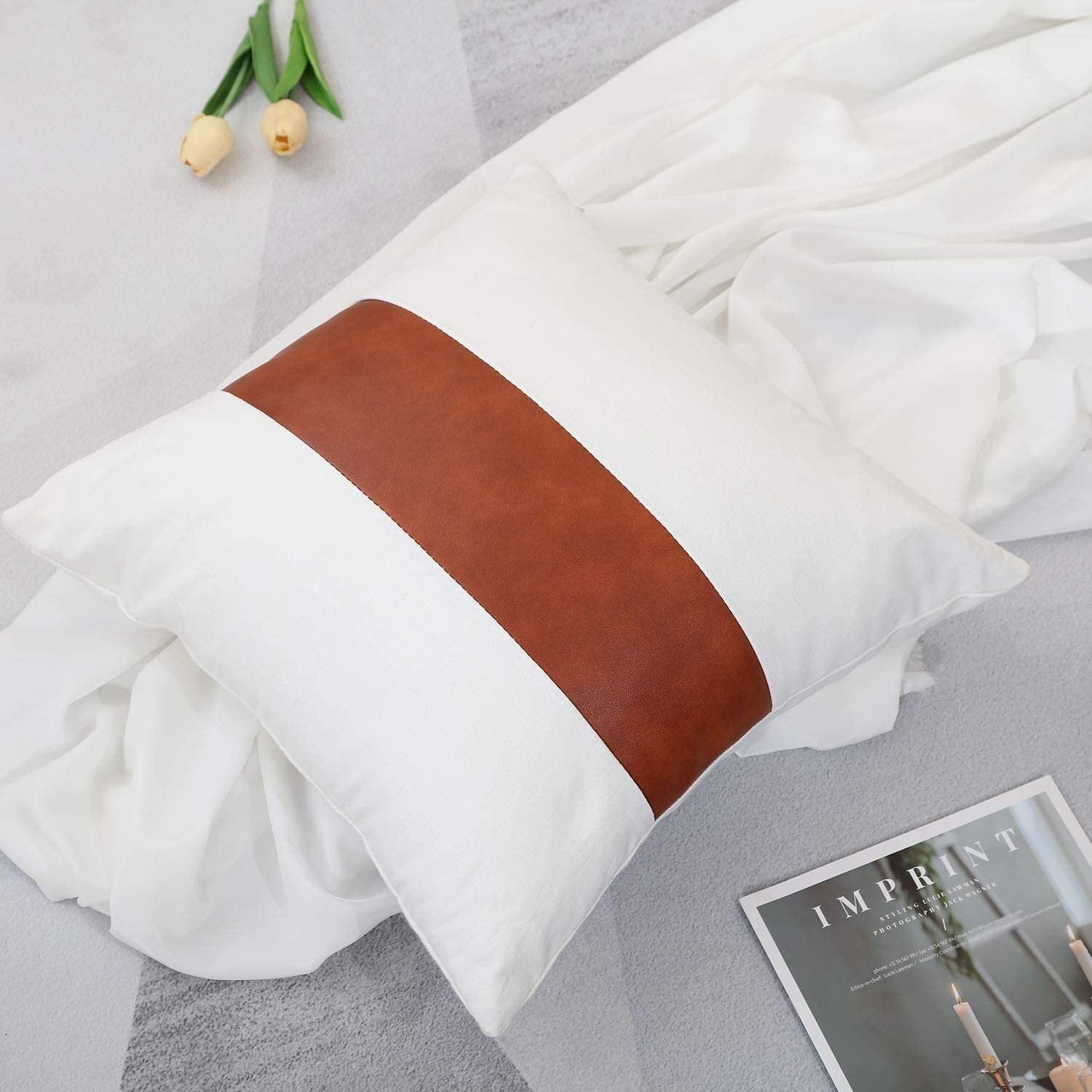 Faux Leather & Cotton Pillow Covers - From Where - 