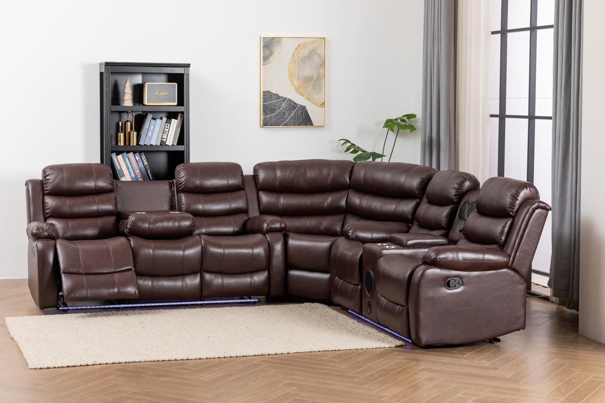 Faux Leather Reclining Sectional - From Where - 