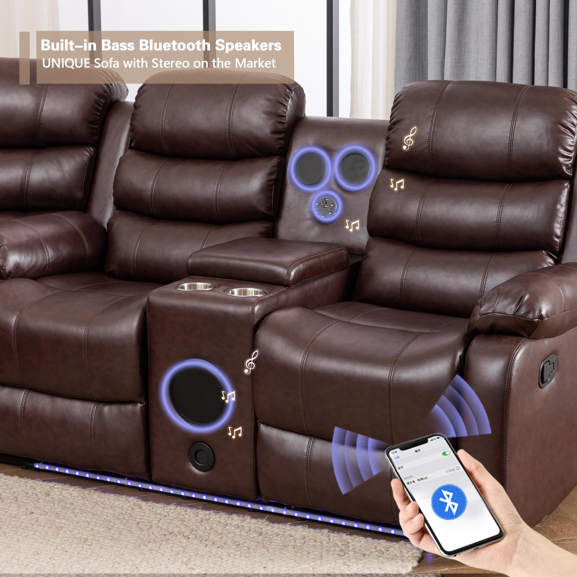 Faux Leather Reclining Sectional - From Where - 