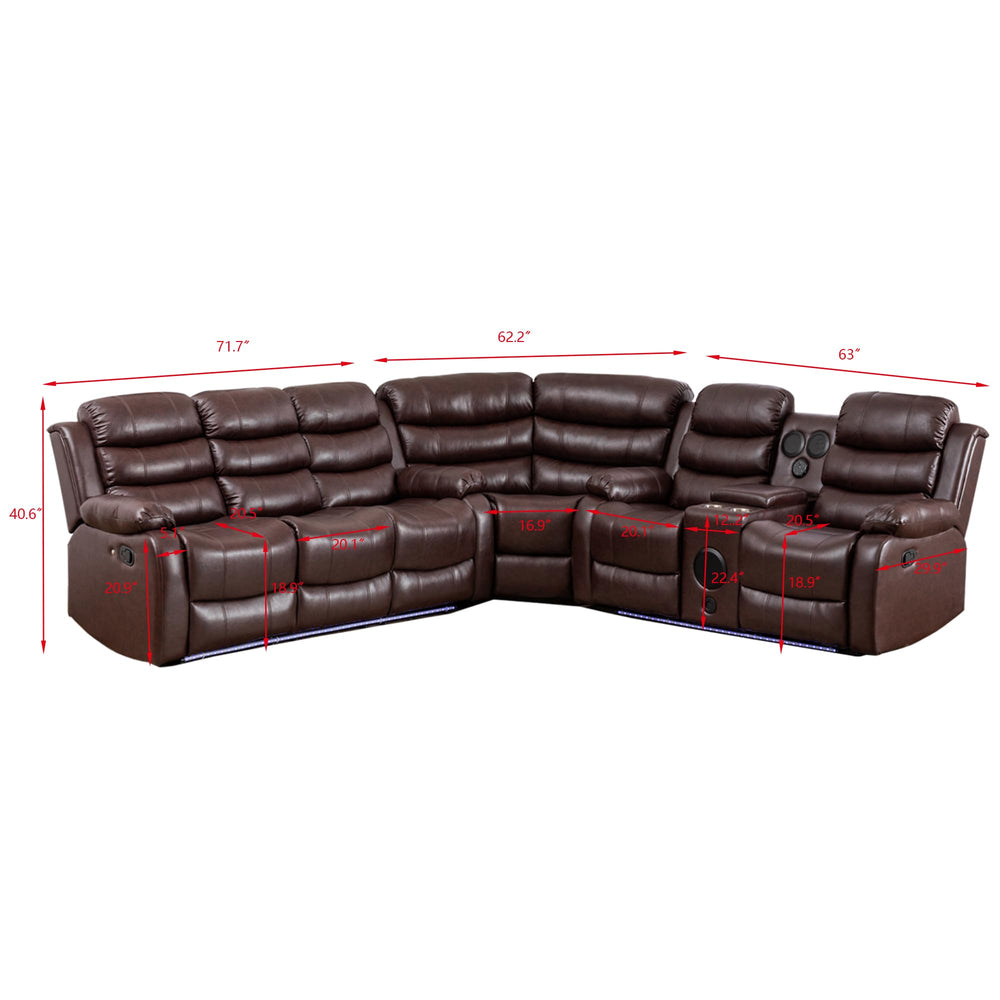 Faux Leather Reclining Sectional - From Where - 
