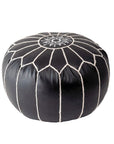 Faux Leather Round Pouf - From Where - 