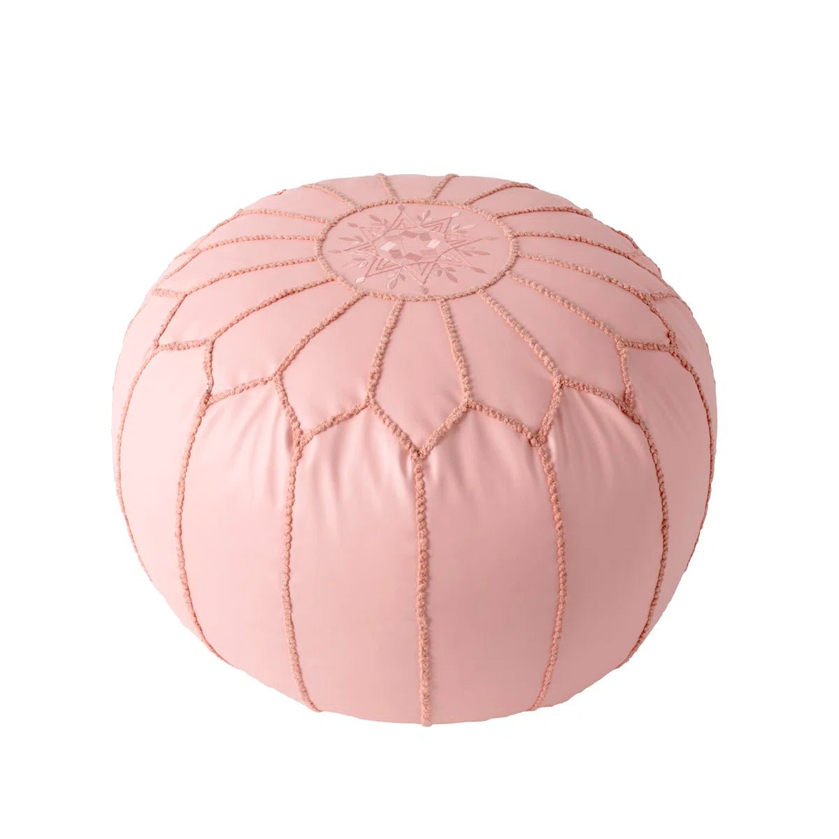 Faux Leather Round Pouf - From Where - 