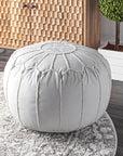 Faux Leather Round Pouf - From Where - 