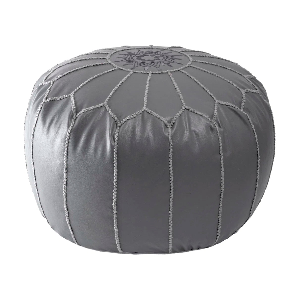 Faux Leather Round Pouf - From Where - 