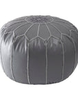 Faux Leather Round Pouf - From Where - 
