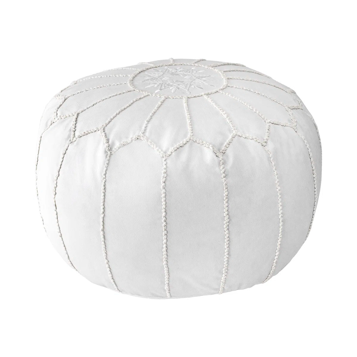 Faux Leather Round Pouf - From Where - 