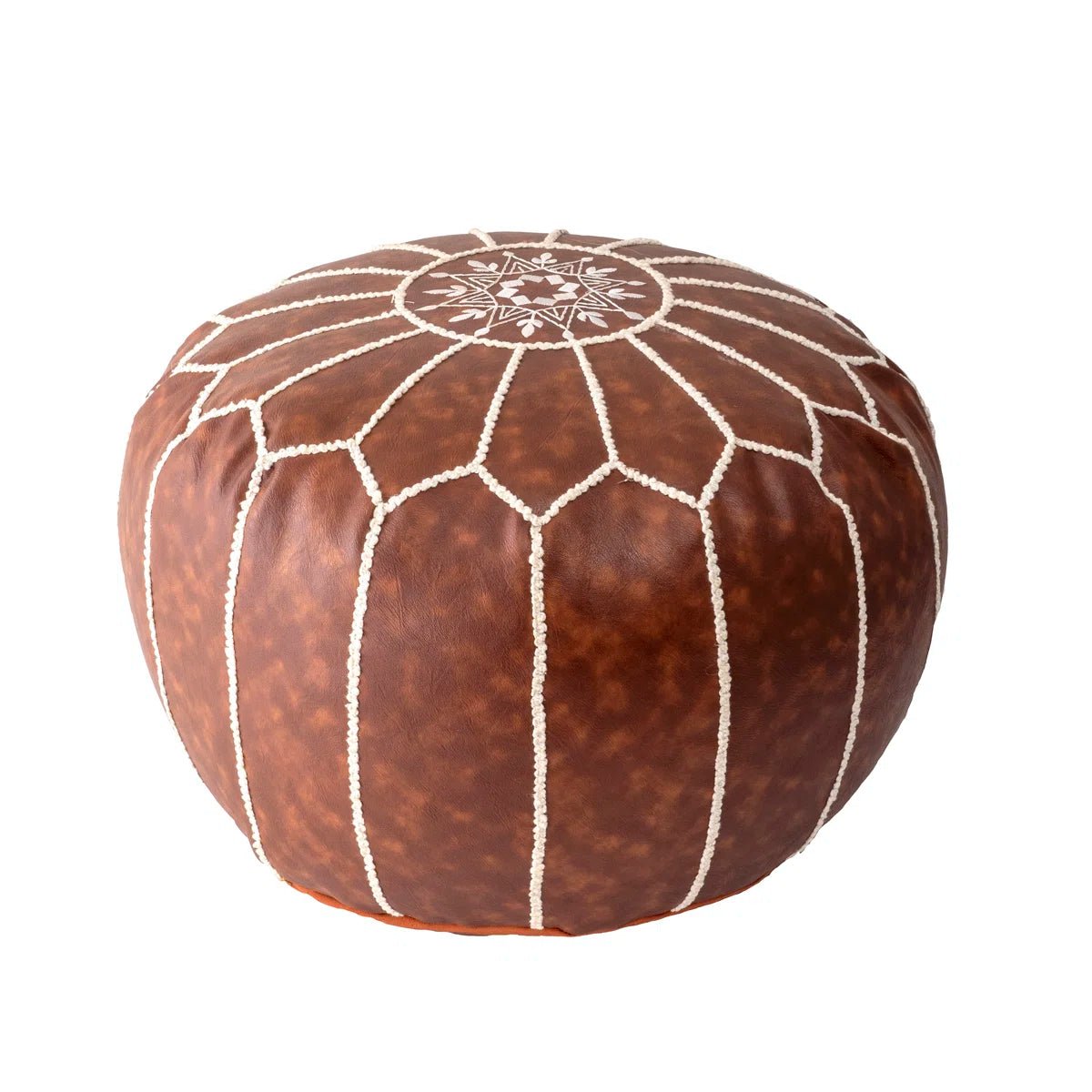 Faux Leather Round Pouf - From Where - 