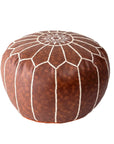 Faux Leather Round Pouf - From Where - 