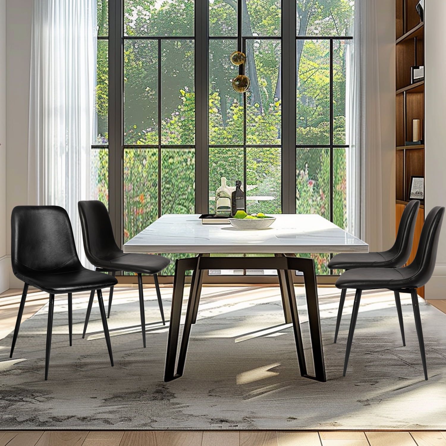 Faux Leather Seat Dining Chairs (Set of 4) - From Where - 
