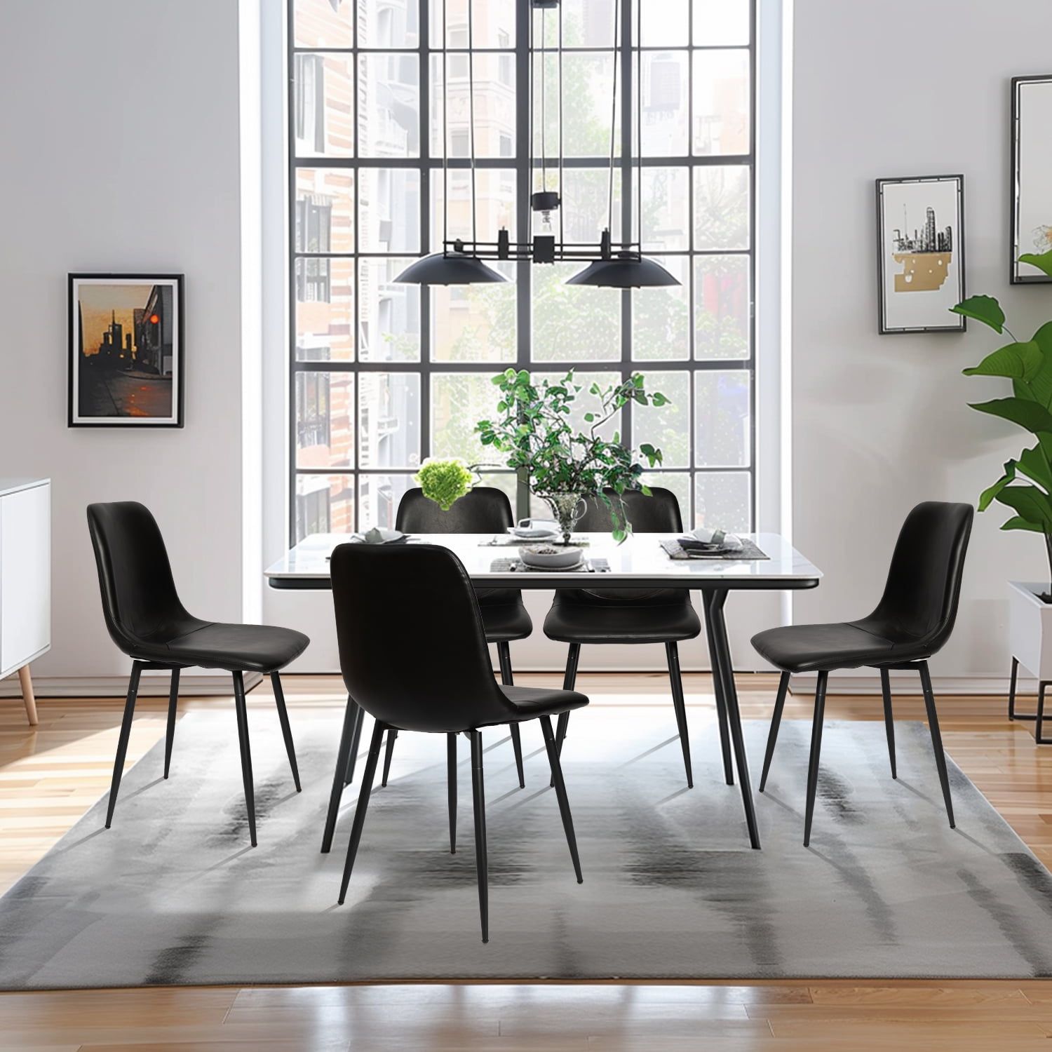 Faux Leather Seat Dining Chairs (Set of 4) - From Where - 