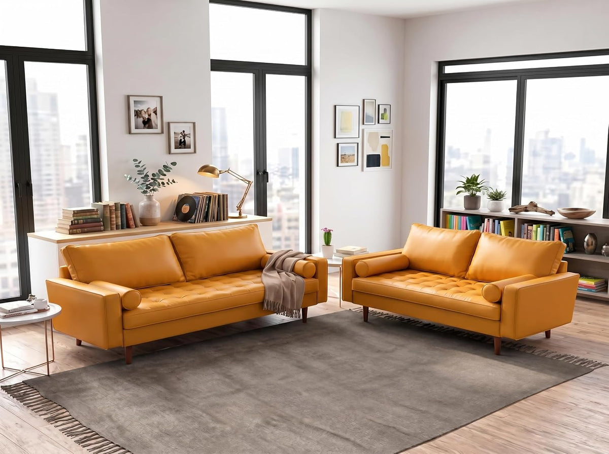 Faux Leather Sofa with Removable Cushions - From Where Finds -