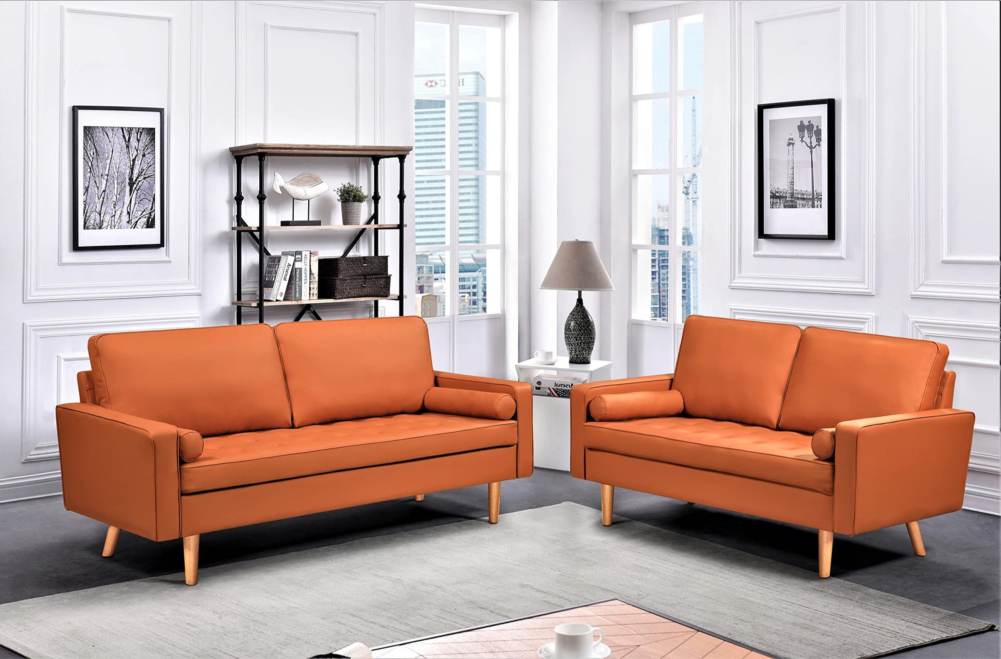 Faux Leather Sofa with Removable Cushions - From Where - 