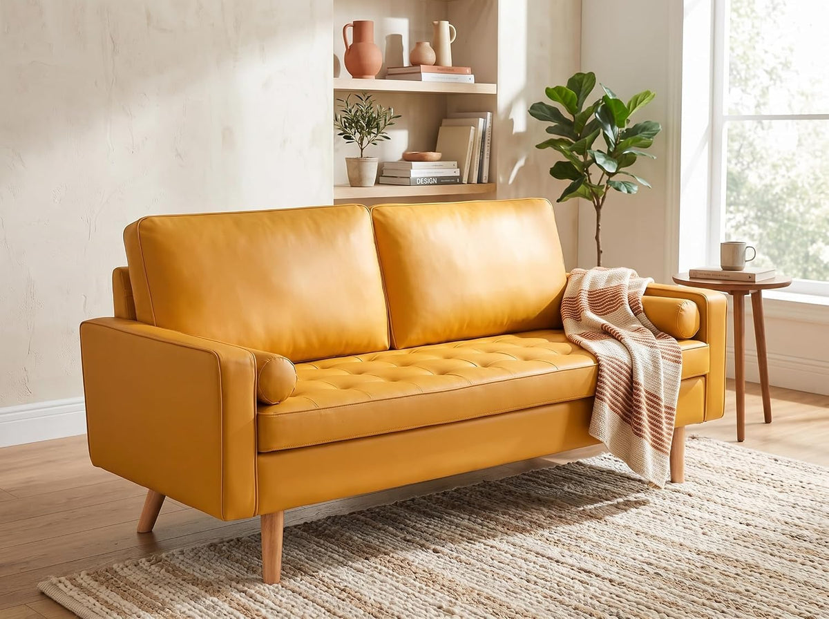 Faux Leather Sofa with Removable Cushions - From Where Finds -