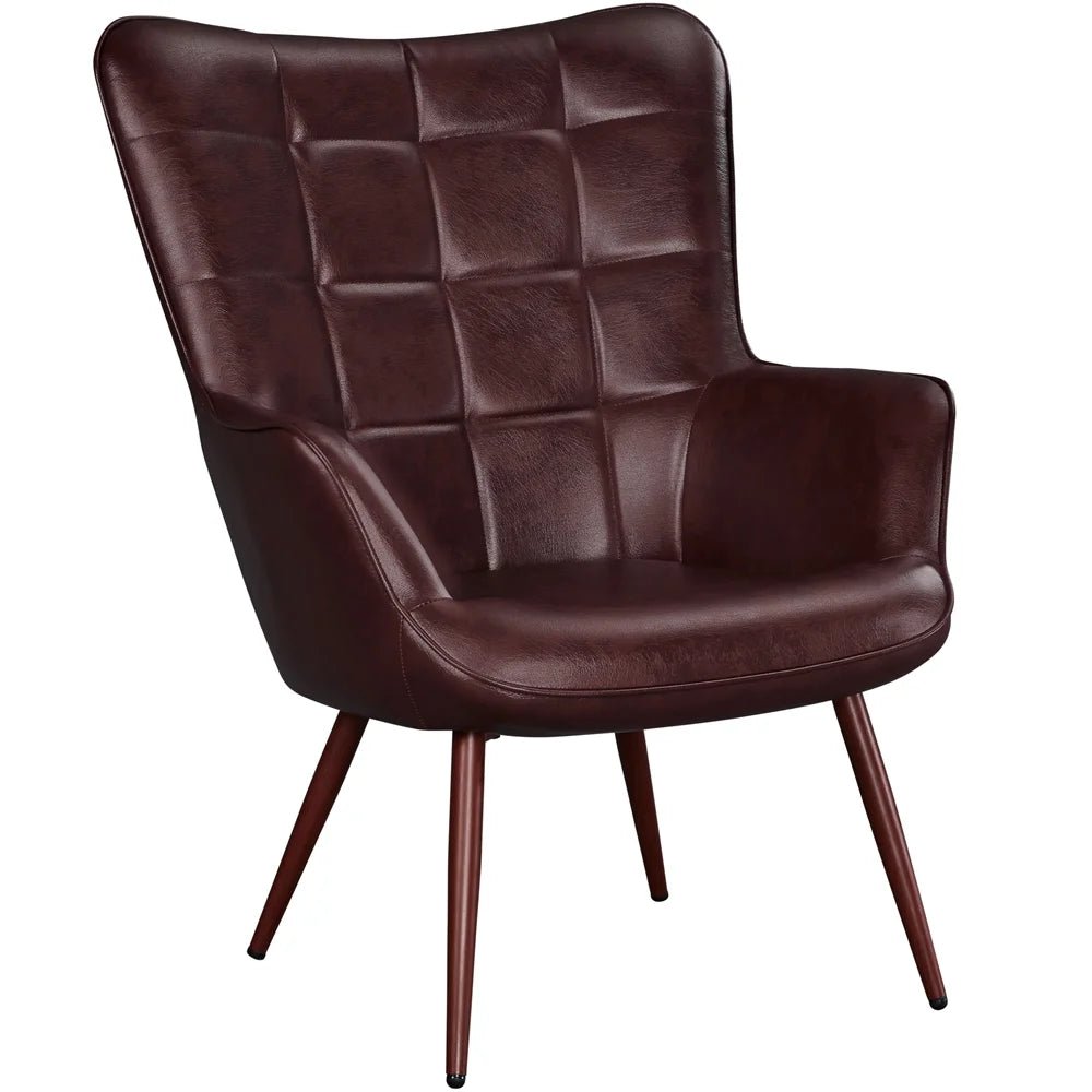 Faux Leather Wingback Accent Chair - From Where - 
