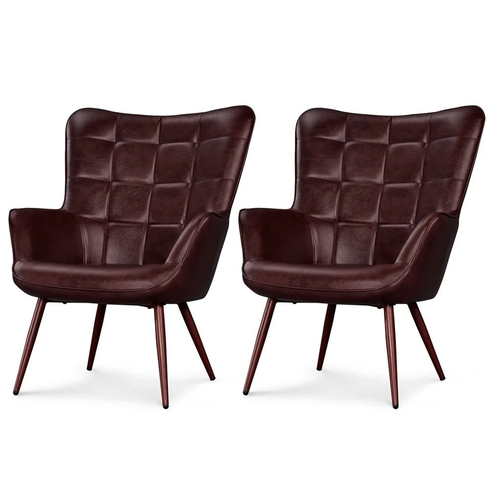 Faux Leather Wingback Accent Chair - From Where - 