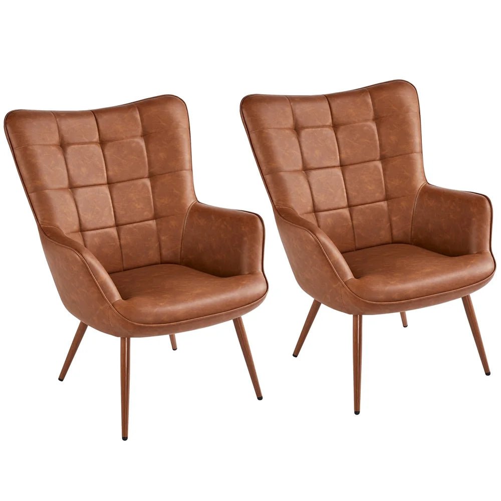Faux Leather Wingback Accent Chair - From Where - 