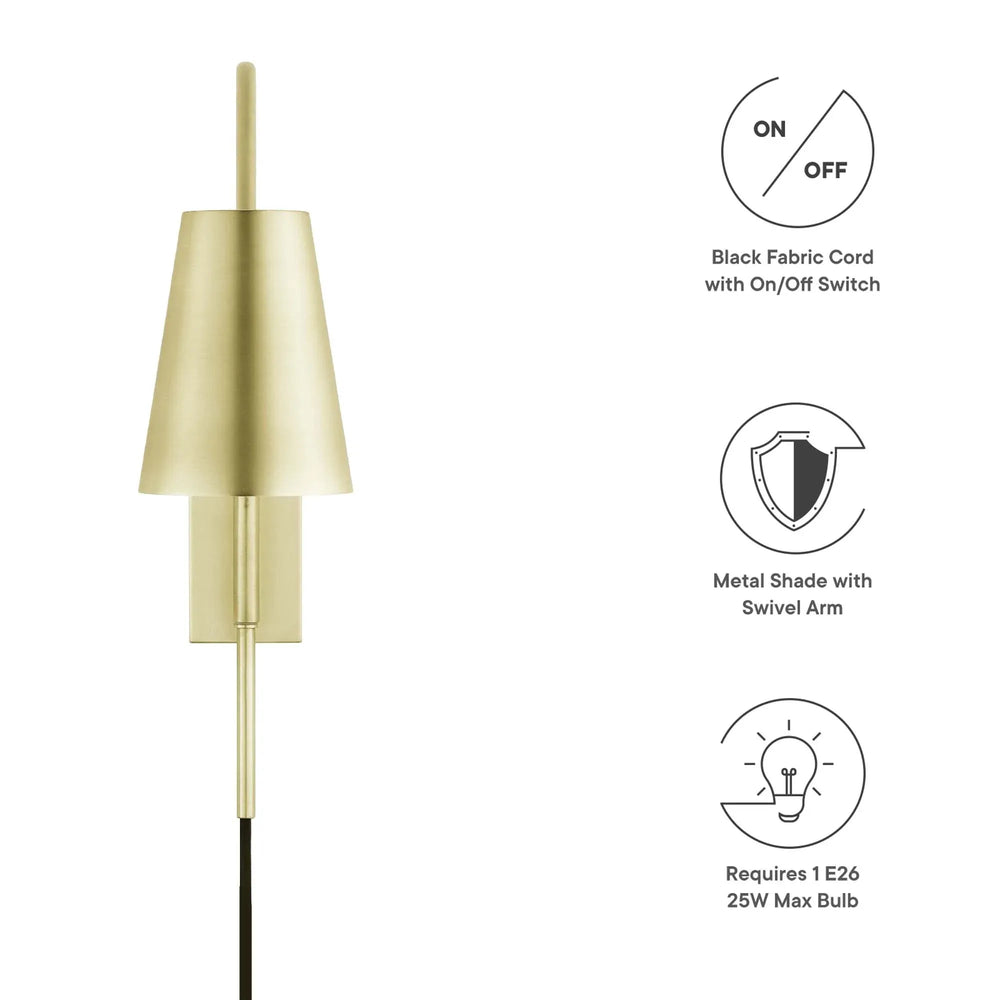 Faye Metal Wall Sconce in Satin Brass - From Where Finds - 
