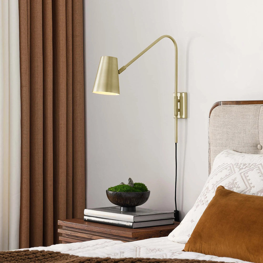 Faye Metal Wall Sconce in Satin Brass - From Where Finds - 