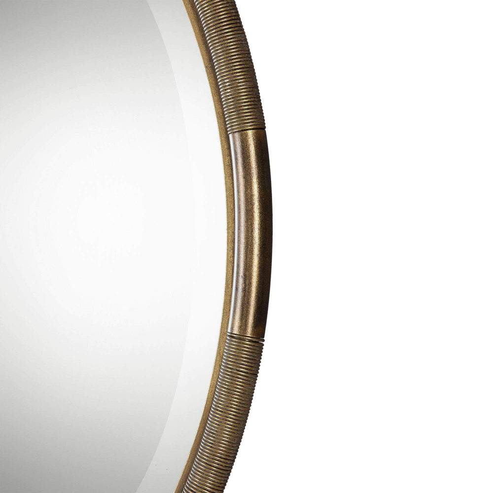 Finnick Antiqued Gold Round Wall Mirror - From Where Finds - 