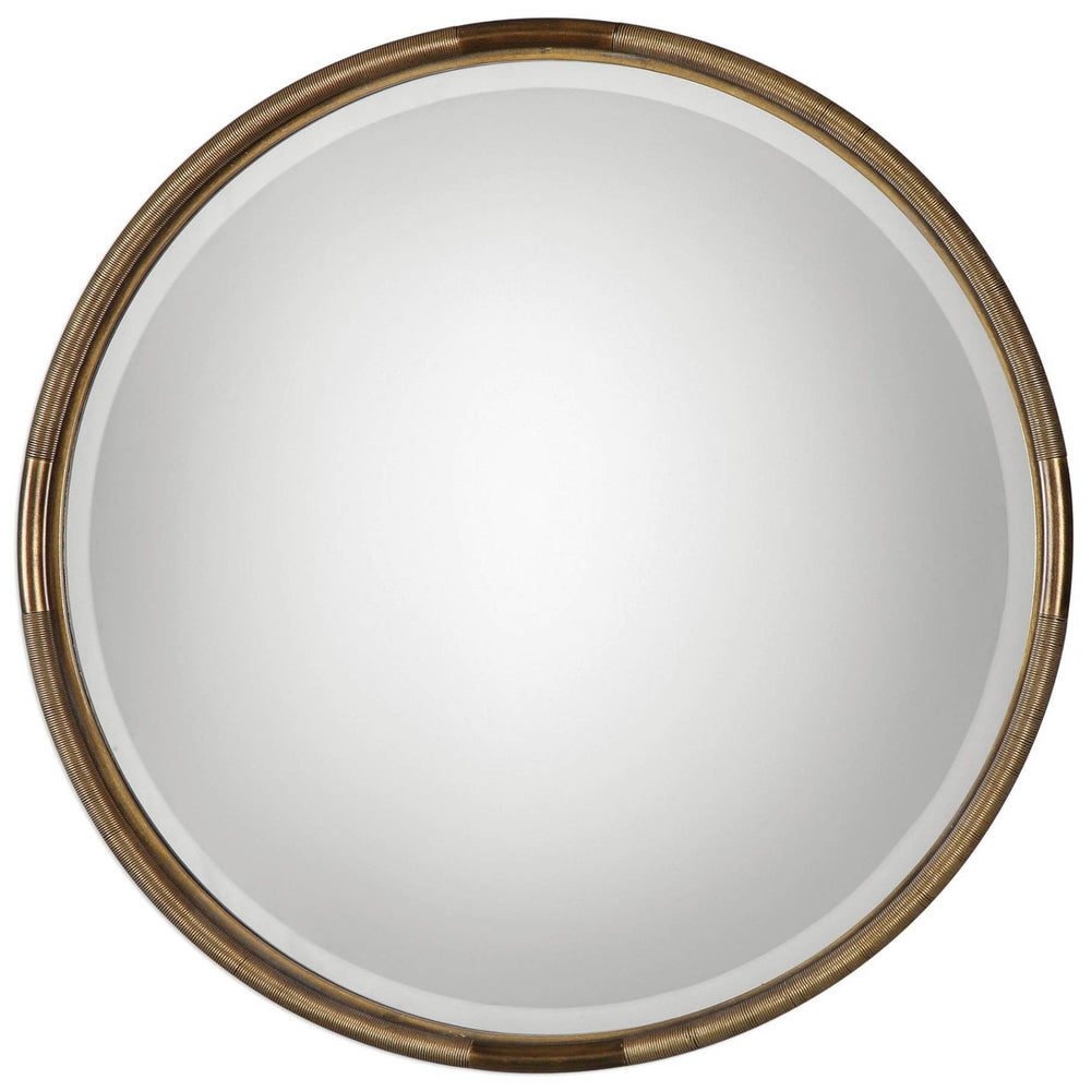 Finnick Antiqued Gold Round Wall Mirror - From Where Finds - 