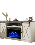 Fireplace TV Stand with Sliding Barn Door - From Where - 