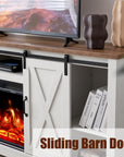 Fireplace TV Stand with Sliding Barn Door - From Where - 