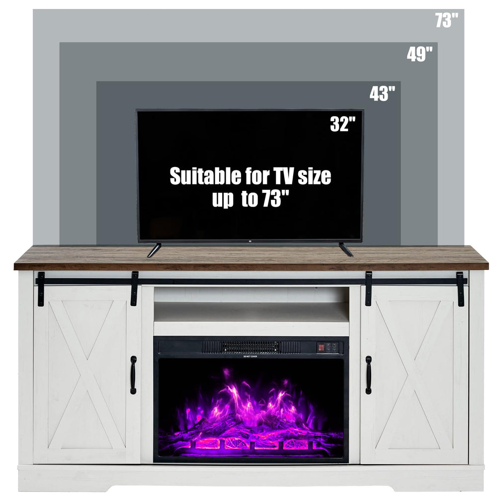 Fireplace TV Stand with Sliding Barn Door - From Where - 