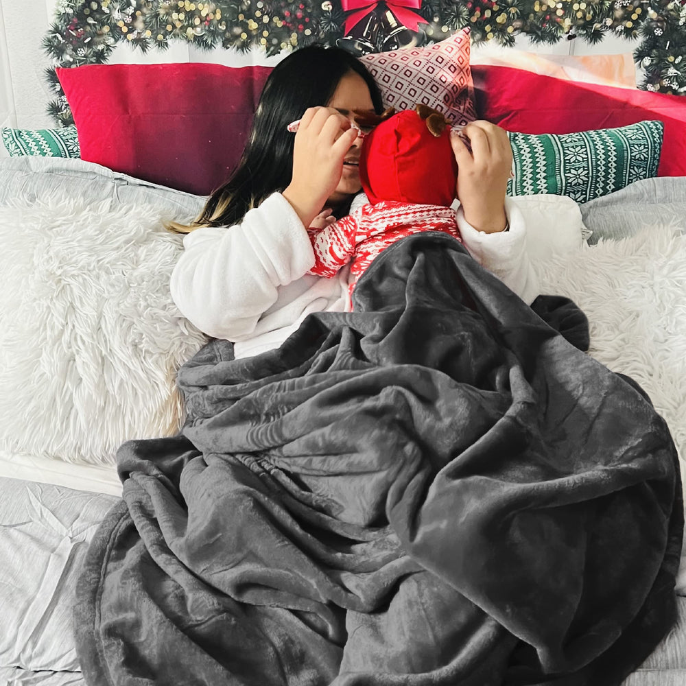 Fleece Blankets King Size Dark Grey - From Where - 